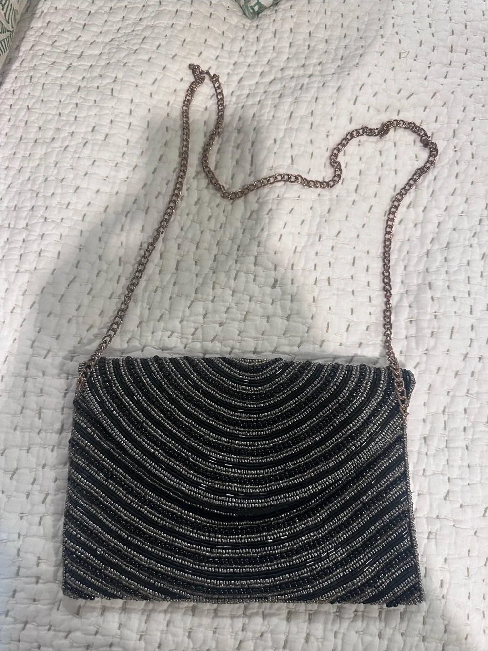 Beaded Black and Gold Evening Clutch